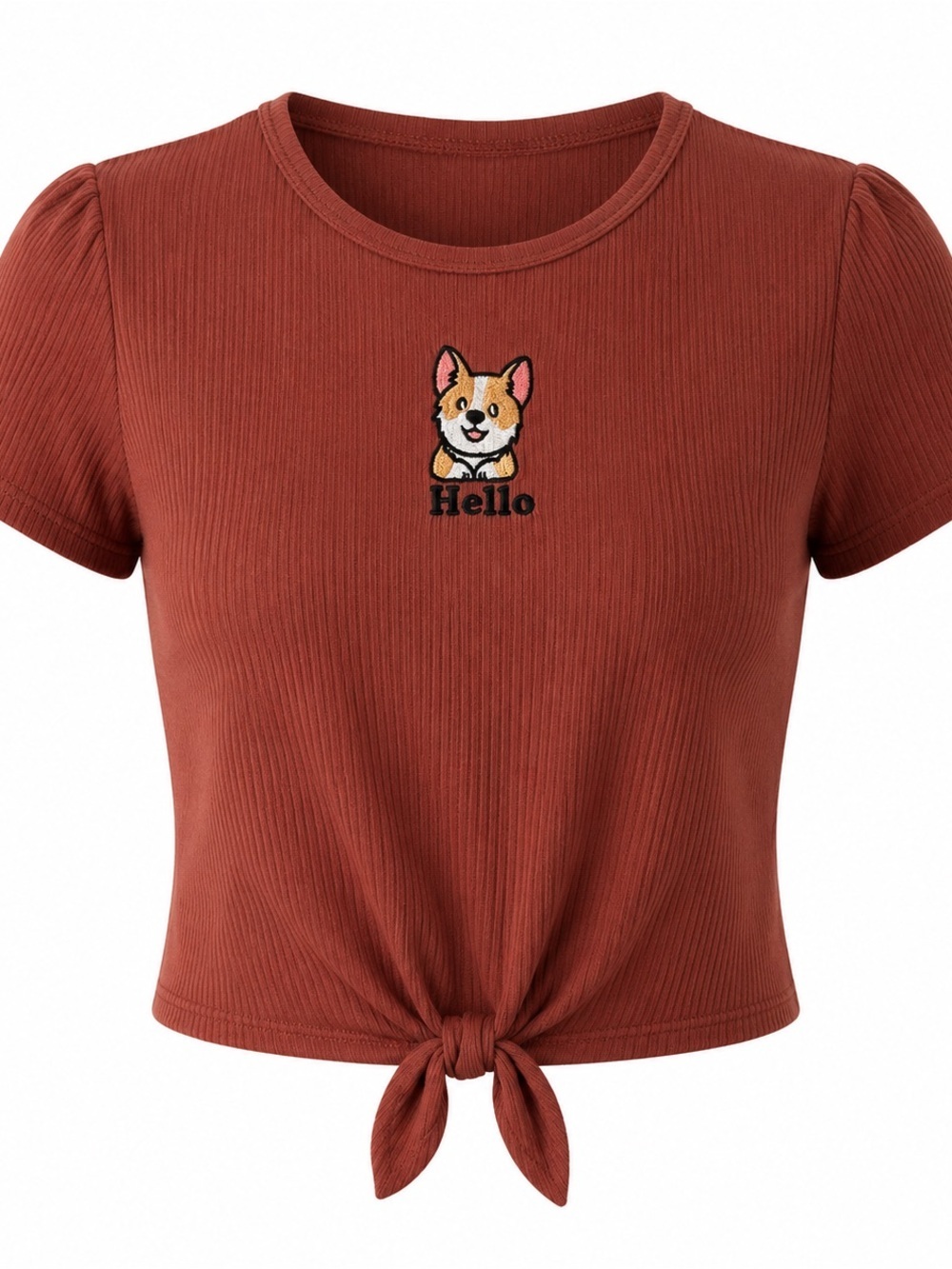 Lily Bleu Red Corgi Tie-Front Tee girls Large. Color is like soft rose